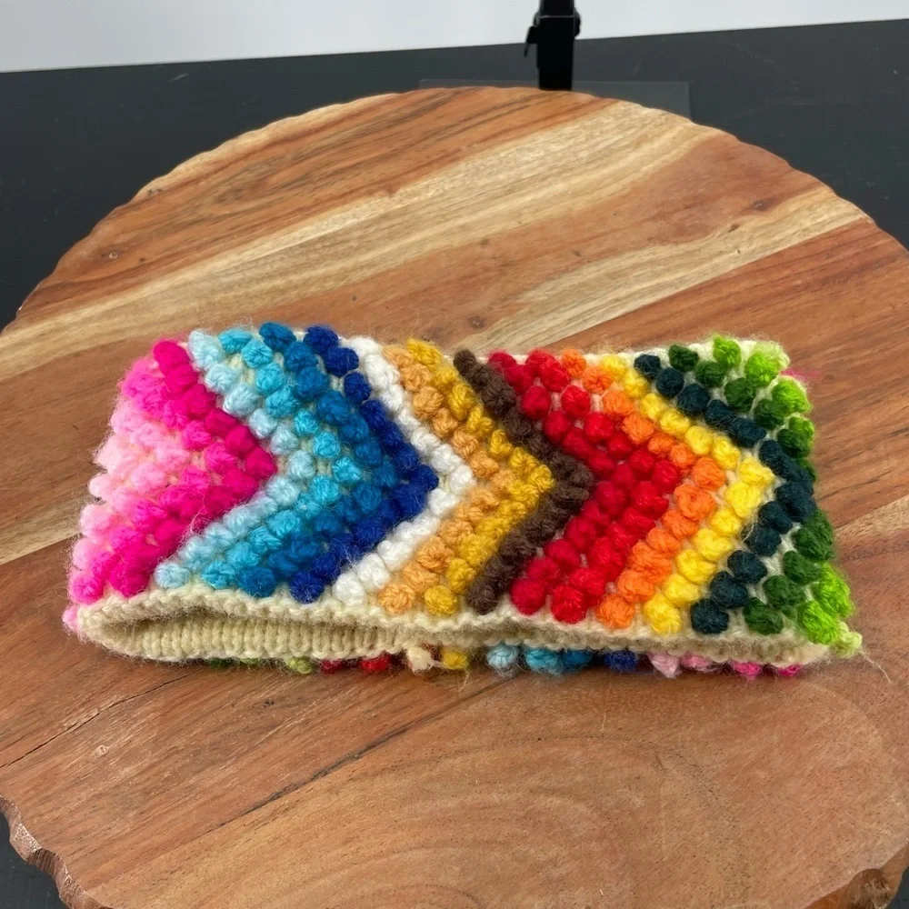 Alpaca Wool‎ Fun & Warm Lined Headband Women's rainbow Pattern Lined Peru